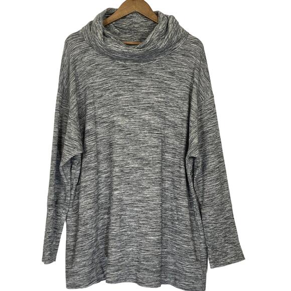 Ava & Viv Heather Gray Cowl Neck Athletic Realaxed Fit Winter Sweater 1X - Picture 1 of 7